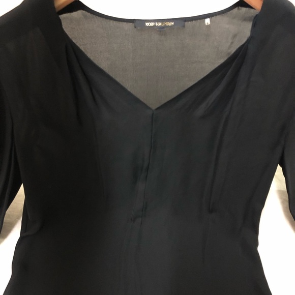 Kobi Halperin Women’s Long Sleeve V-Neck Blouse Bell Sleeves Size Small Black - Picture 2 of 9